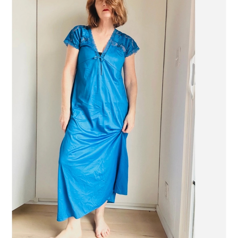 Blue Lace Trim Nightgown